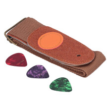 Coffee Color Guitar Strap with Celluloid Picks & Install Parts