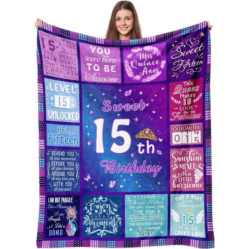 Sweet16Gifts για κορίτσια – Κουβέρτα γενεθλίων 60"x50", συμβατή με διακοσμήσεις και ιδέες