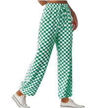 Pantaloni da donna Pantaloni casual da donna a quadri a gamba dritta con gamba larga Verde8(L)