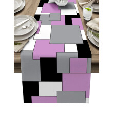 Black Grey Patchwork Abstract Art Table Runner Home Wedding Table Flag Mat Centerpieces Decoration Party Dining Long Tablecloth