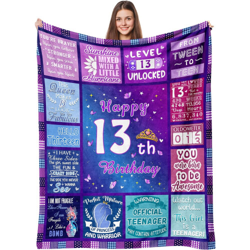 Sweet16Gifts για κορίτσια – Κουβέρτα γενεθλίων 60"x50", συμβατή με έφηβες κοπέλες, κόρες,