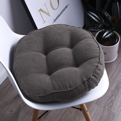 Velvet Chair Pad with Ties Solid Color Seat Cushion
