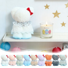 9Pcs Bear Towel Gift Set, Wedding Celebration Sweets Year Gifts Women's Day Gift Items, Super Soft Flock Fabric Towel in Gift Box