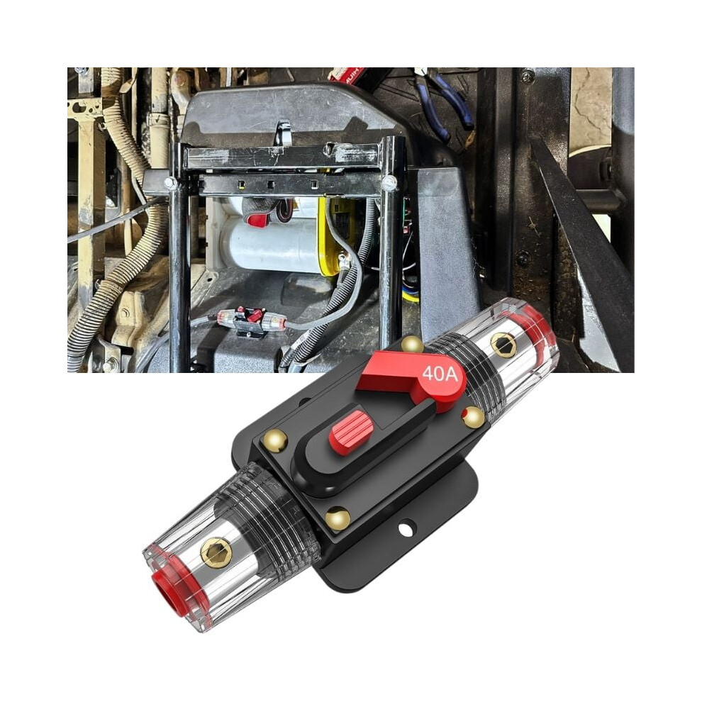 40A Waterproof Circuit Breaker Switch, Resettable Fuse Holder 3-15 Awg, 12V-24V Dc, Compatible With Car Audio, Rv, Marine, Boat, Truck 9448483043557