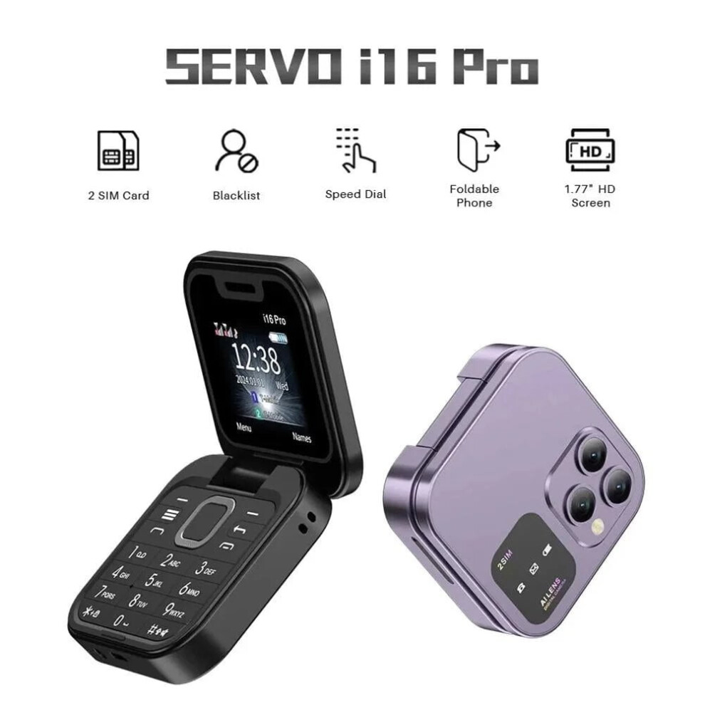 Mini Folding Flip Phone Double Sim Dual Standby Large Buttons Rear Camera Led Flashlight Elderly Gsm 1400Mah Battery 3.3X2.7in Christmas Gifts Home 9448483044776