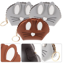 3Pcs Bunny Ear Shape Pu Coin Purse for Women in Assorted Color Ideal for Work Meeting and Travel