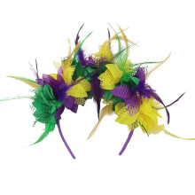 Retro Floral Feather Headpiece, Bohemian Hair Band for Women – Multicolor Statement Accessory for Carnival, Parties, Holidays – Compatible with