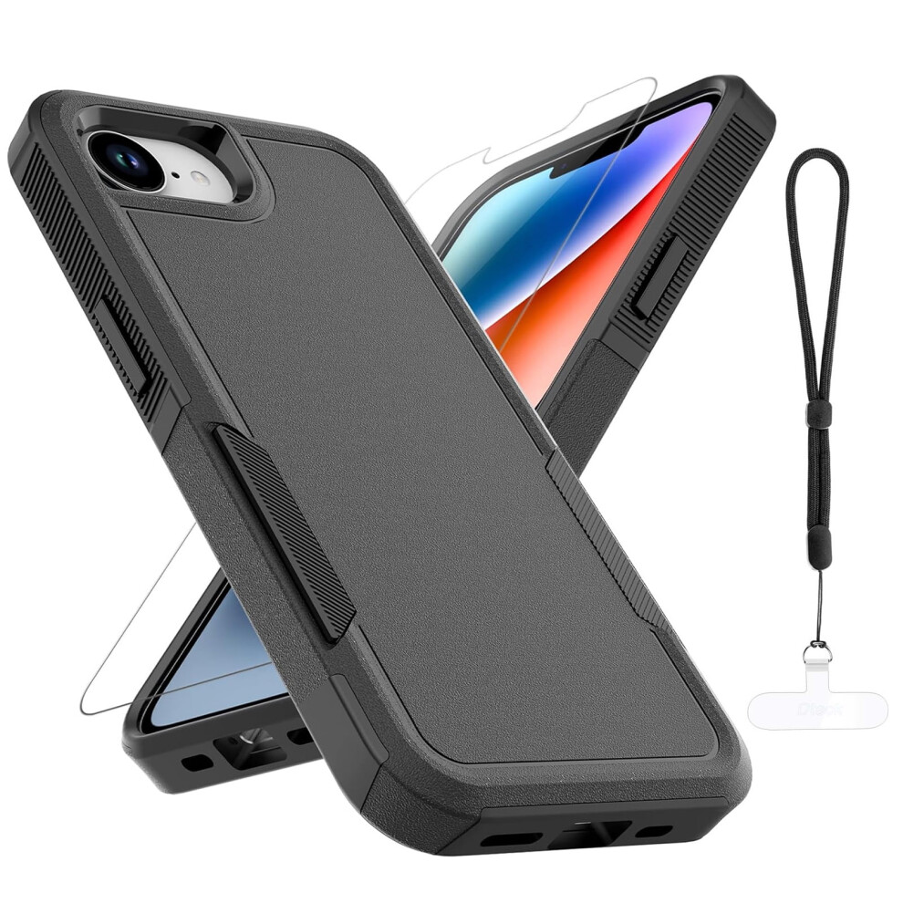 Iphone 16E Case With Screen Protector, Military-Grade Shockproof Cover For Iphone 16E 6.1" (2025), Black 9448483045100