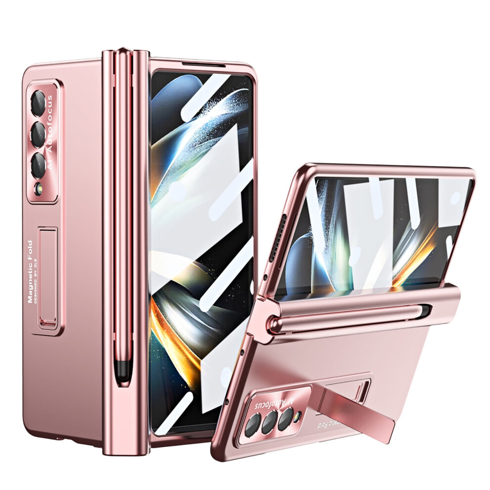 Tech Circle Rugged Case For Samsung Galaxy Z Fold 4 Â Kickstand, S Pen Holder, Screen Protector, Hinge Protection, Shockproof, Rosegold 9448483045650