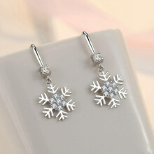 Sterling Silver Snowflake Drop Earrings 1 Pair