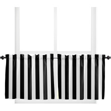 Black and White Striped Cafe Curtains 24 Inch Rod Pocket 2