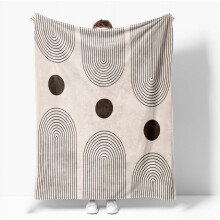 Abstract Boho Throw Blanket Flannel 60x80 Inch Black Beige