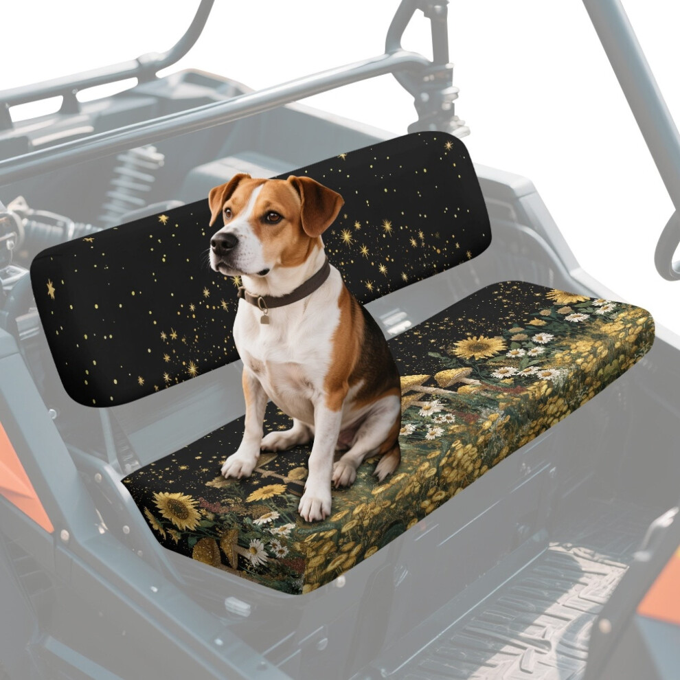 2-Piece Universal Utv Seat Covers, Polyester, Easy Install, Compatible With Kawasaki Mule, Mushroom/Daisy/Sunflower/Night Print 9448483092432