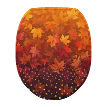 Ovaler Toilettendeckelbezug mit Ahornblättern als Herbstdekoration