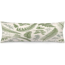 Housse de coussin de corps vintage Ă motif botanique, feuilles vertes d'eucalyptus