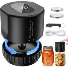Electric Mason Jar Vacuum Sealer Kit with Can Opener – Compatible with Regular & Wide Mouth Mason Jars