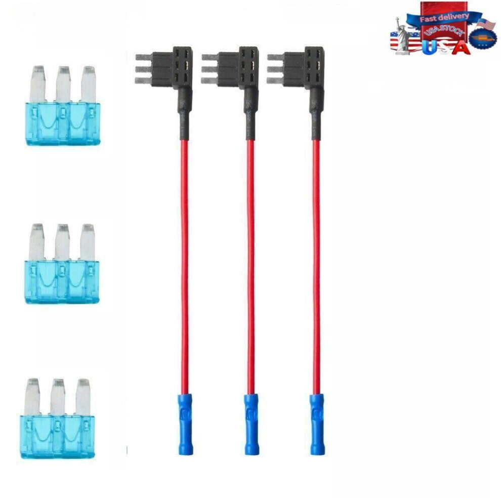 Universal Piece Of 3 Car Fuse Tap 12V With 15A Micro3 Atl Blade Type Fuse 9448483094269