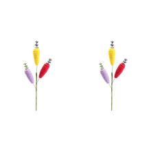 2 PCS Artificial Easter Carrot Tabletop Decor Picks for Easter Dinner Table Centerpiece Home Holiday Ornaments, Yellow Plum Purple 33*10*2 (cm)