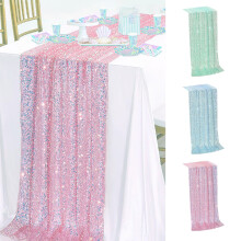 Chemin de table à paillettes scintillantes en tissu irisé (3 pièces)