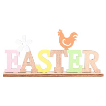 Décoration de Pâques en bois en forme de lapin, style ferme, 19 x 8 cm
