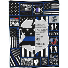 Couverture à motif drapeau américain et ligne bleue de la police