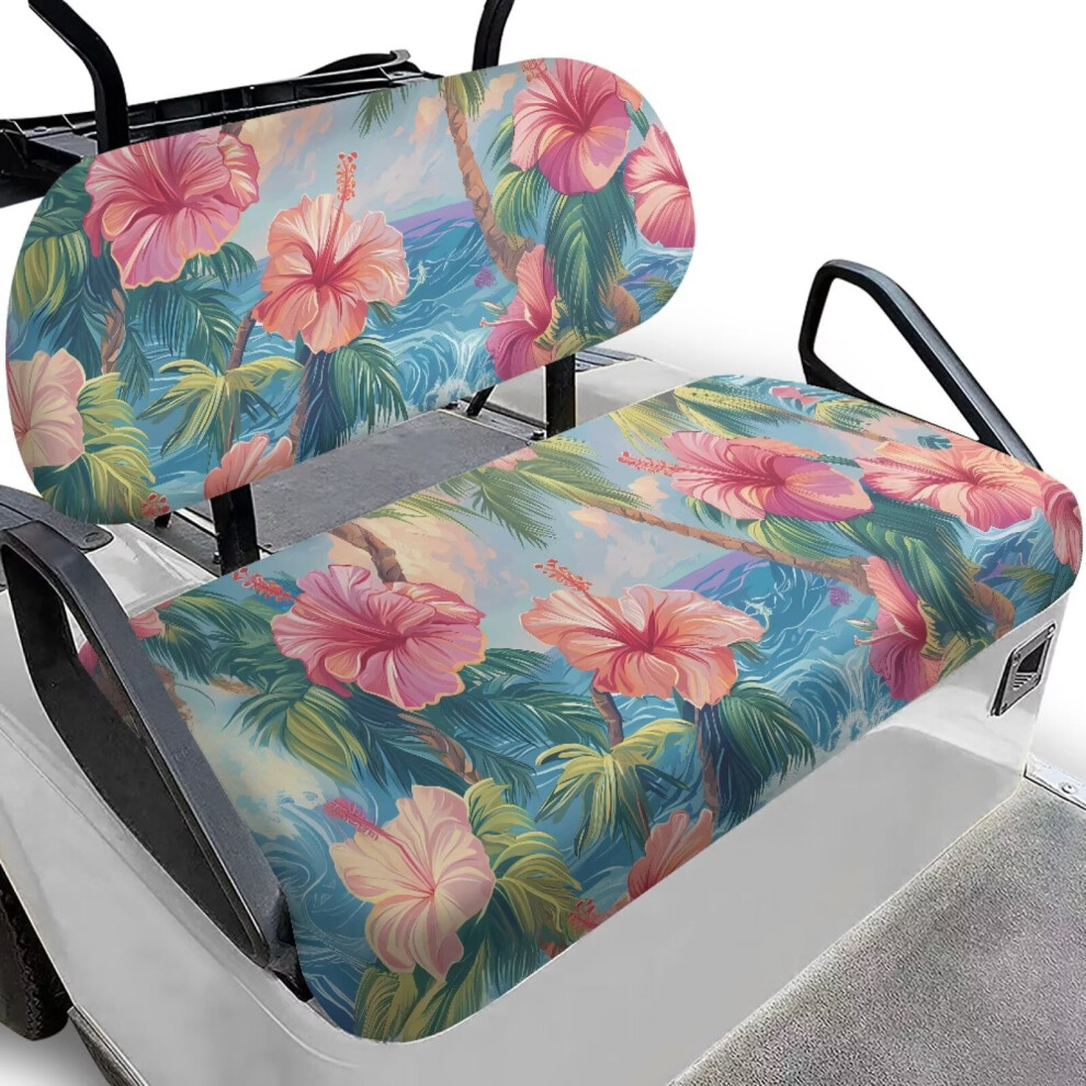 Lightweight Hawaiian Hibiscus Golf Cart Seat Cover Â Compatible With Club Car, All-Season Use Pink 9448483095778