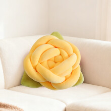 Rose-Patterned Hand-Woven Decorative Throw Pillow, Creative 3D Knot Flower Pillow, Soft Support, for Sofa Office Bedroom Home Decoration
