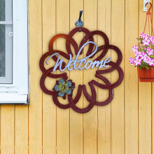 Valentinstags-Hufeisenkranz, romantischer Herzkranz für den Garten, rustikales Willkommensschild im Landhausstil, einzigartige handgefertigte
