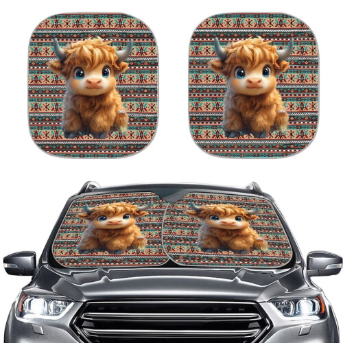 Aztec Tribal Car Sunshade 2-Pack Reflective Polyester