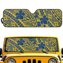 Parasole per parabrezza per Jeep Wrangler JL 2/4 porte 2024-2025, con protezione UV, design giallo con tatuaggio polinesiano.