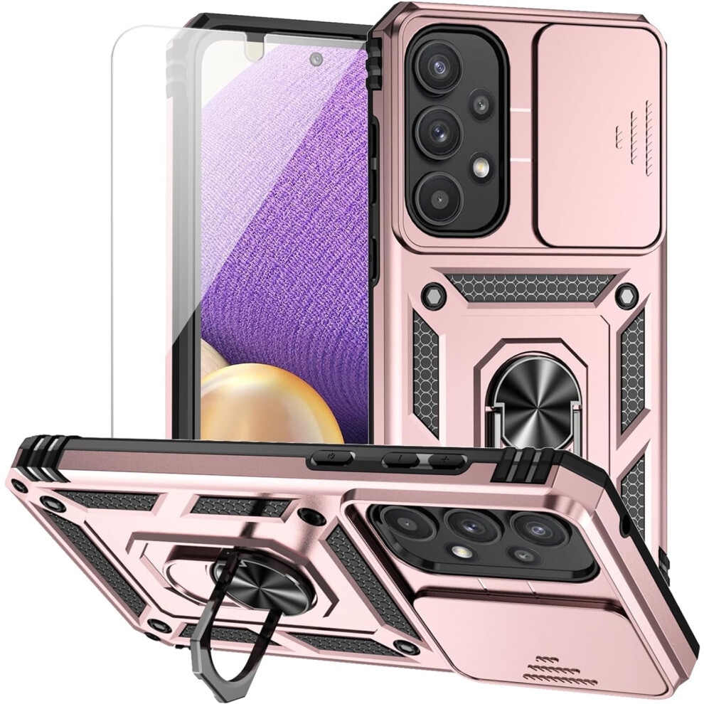 Compatible With Samsung Galaxy A35 5G Case + Screen Protector – Dual-Layer, Military-Grade Drop Tested, Magnetic Ring Holder & Kickstand 9448483160131