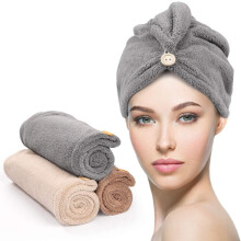 3 Pack Microfiber Hair Towel Wrap – Quick Dry Turban for Wet, Curly, Thick Women's Long Hair – Absorbent and Gentle Styling