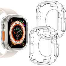 XiHAMA 2er-Pack ultradünne TPU-Bumper-Hülle, kompatibel mit Apple Watch Series & Ultra – Stoßfest, ohne Displayschutzfolie