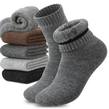 Wool Socks for Men Thermal Fleece Crew 4 Pairs