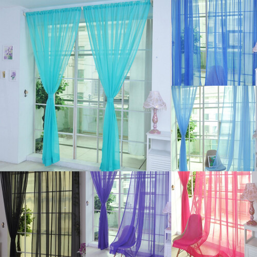 Sheer Voile Window Curtains Polyester 1 Piece Coffee