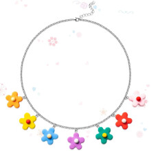 Colorful Flower Indie Necklace Cute Silicone Flowers Pendant