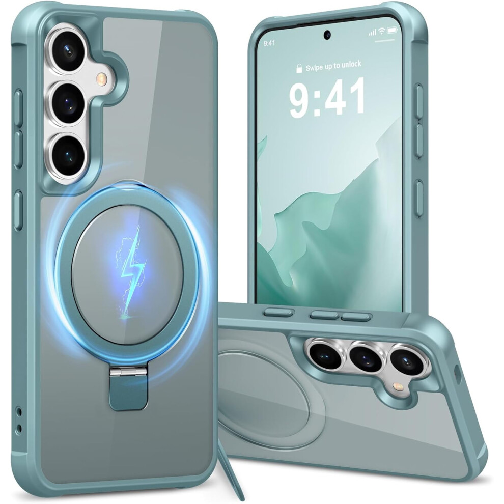 Samsung Galaxy S25 Case Â Magnetic Wireless Charging, Military-Grade Slim Shockproof Translucent Ring Stand Case 9448483162654