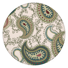 Round Elastic Tablecloth 45 to 52 Inch, Oxford Waterproof Material, Paisley Pattern, Perfect for BBQ or Coffee Table