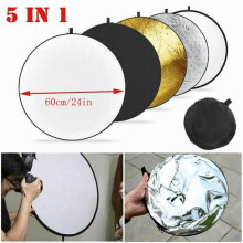 5-in-1 opvouwbare lichtreflectorset, 61 x 61 cm, draagbare ovale reflector met draagtas – compatibel met spiegelreflexcamera's, systeemcamera's en