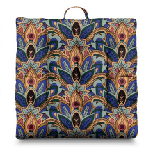 Square Floor Pillow with Paisley Motif, Boho Meditation Cushion for Sitting on Floor and Yoga 22 x 22