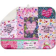 Functional boho floral dish mat 18x24 Inch made of microfiber, washable and great for use under dish racks or coffee makers