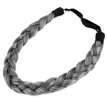 Syntetisk hårflettet pandebånd Klassisk chunky brede flettede fletninger elastisk strækbar paryk kvinder pige skønhedstilbehør, 55g aHairBeauty