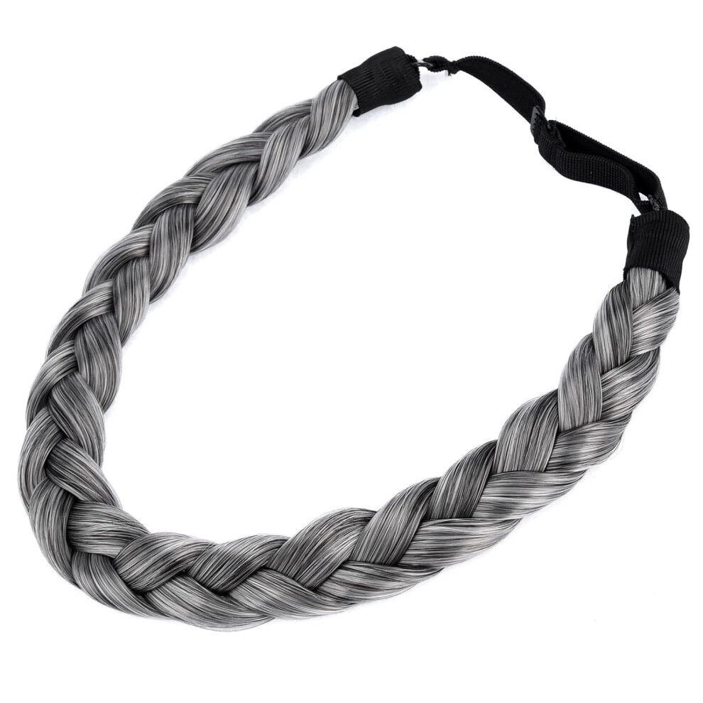 Synthetic Hair Braided Headband Classic Chunky Wide Plaited Braids Elastic Stretch Hairpiece Women Girl Beauty accessory, 55g aHairBeauty