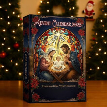 Calendrier de l'Avent de la Nativité avec 24 décorations inspirées de versets bibliques