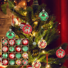 16pcs Red & Green 2.36in Shatterproof Plastic Christmas Ornaments Set – Tree, Party & Home Decor