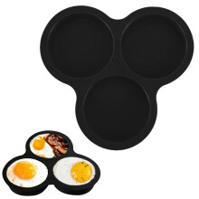 Air Fryer Silicone Egg Molds - Silicone Egg Cups for Air Fryer & Microwave, 3-Cavity Baking Mold for Cupcakes Cakes(Black)