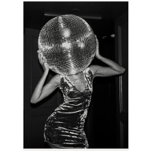 Music and Disco Poster Black and White Canvas 12x16in
