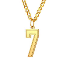 Women's Stainless Steel Number Pendant Necklace Gold 7