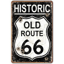 Vintage Metal Tin Signs Garage 8 x 12 Sign - Historic Old Route 66 Car Sign Old School Garage Sign