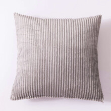 Set of 2 18x18in Light Grey Corduroy Throw Pillows, Soft Square Modern Striped Cushions for Living Room, Sofa, Bedroom, Car & Office Decor